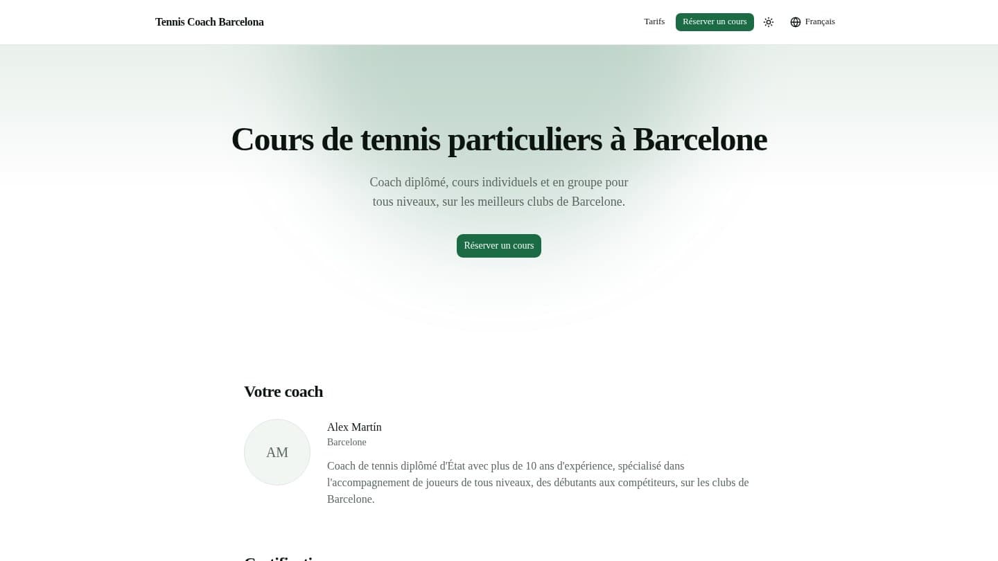 Aperçu de Tennis Coach Barcelona — Réservation & paiement en ligne